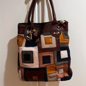 Fossil Multicolor Patchwork Tote